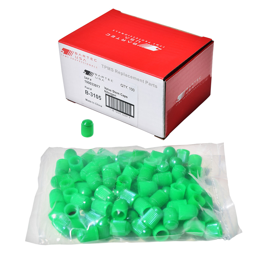 Valve Stem Caps Green Nitrogen Box of 100 Valve Stem Caps Green Nitrogen Box of 100