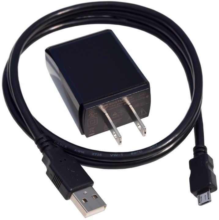 Power Supply (wall mount plug) and 3 Foot Micro USB cable Power Supply (wall mount plug) and 3 Foot Micro USB cable